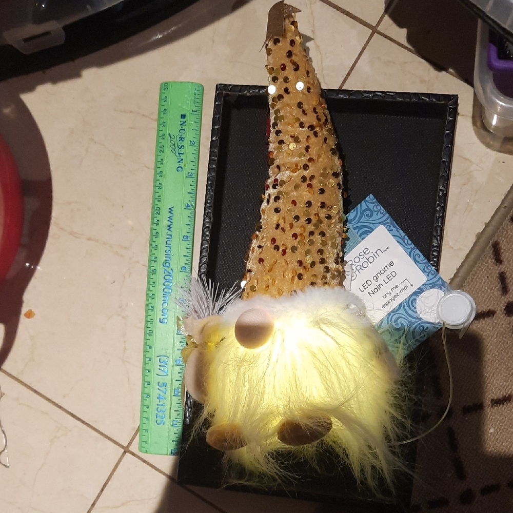Festive Gnome with Gold Hat and Yellow Accents